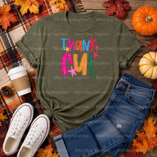 THANKFUL – Thanksgiving Premade DTF Transfer (view 2 of 2) – by Blind Dog Graphics – Premade Transfers – Fall, Thanksgiving