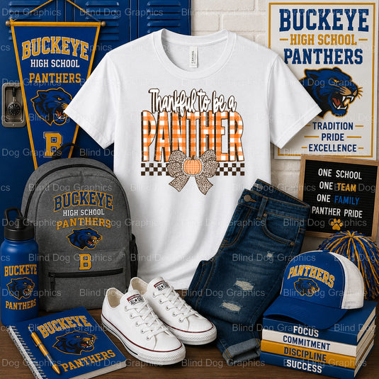 THANKFUL TO BE A PANTHER – Buckeye High School Premade DTF Transfer (view 2 of 2) – by Blind Dog Graphis – Premade Transfe...