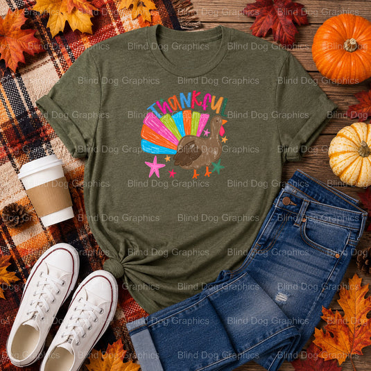 Thankful Vibes – Thanksgiving Premade DTF Transfer (view 2 of 2) – by Blind Dog Graphics – Premade Transfers – Fall, Thank...