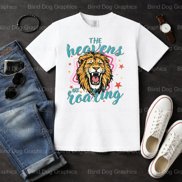 The Heavens Are Roaring – Christian Premade DTF Transfer (view 2 of 2) – by Blind Dog Graphics – Premade Transfers – Chris...