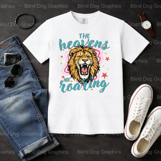 The Heavens Are Roaring – Christian Premade DTF Transfer (view 2 of 2) – by Blind Dog Graphics – Premade Transfers – Chris...