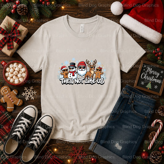 THEY NOT LIKE US – Christmas Premade DTF Transfer (view 1 of 2) – by Blind Dog Graphics – Premade Transfers – Christmas, H...