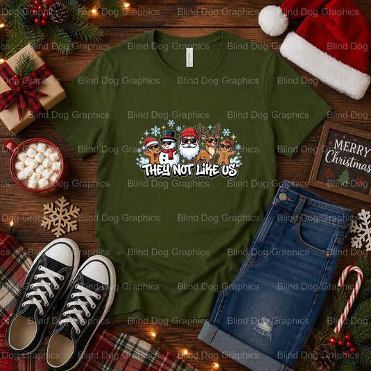 THEY NOT LIKE US – Christmas Premade DTF Transfer (view 2 of 2) – by Blind Dog Graphics – Premade Transfers – Christmas, H...