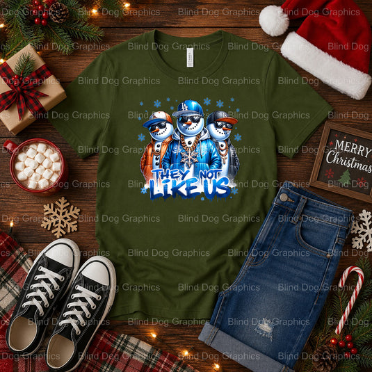 THEY'RE NOT LIKE US SNOWMEN – Christmas Premade DTF Transfer (view 2 of 2) – by Blind Dog Graphics – Premade Transfers – C...