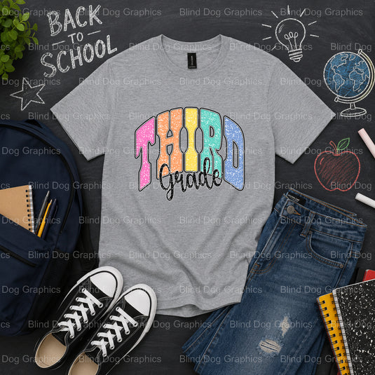THIRD GRADE DECOMP. – School Premade DTF Transfer (view 2 of 2) – by Blind Dog Graphics – Premade Transfers – School DTF T...