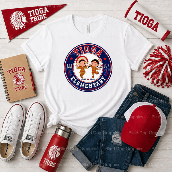 TIOGA ELEMENTARY SCHOOL LITTLE INDIANS Circular Logo – Tioga Elementary School Premade DTF Transfer (view 1 of 2) – by Bli...