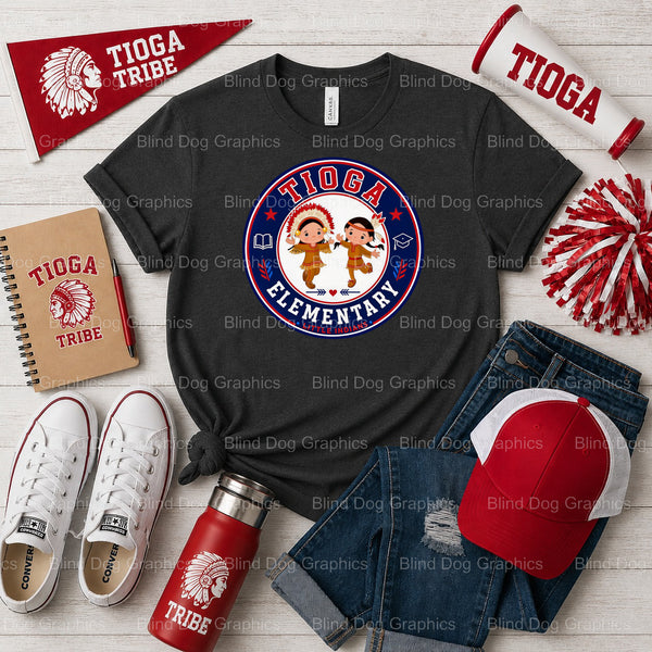 TIOGA ELEMENTARY SCHOOL LITTLE INDIANS Circular Logo – Tioga Elementary School Premade DTF Transfer (view 2 of 2) – by Bli...