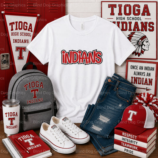Tioga Indians Feather – Tioga High School Premade DTF Transfer (view 1 of 2) – by Blind Dog Graphics – Premade Transfers –...