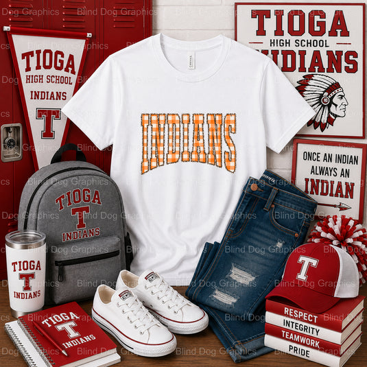 TIOGA INDIANS Mascot Head – Tioga High School Premade DTF Transfer (view 1 of 2) – by Blind Dog Graphics – Premade Transfe...