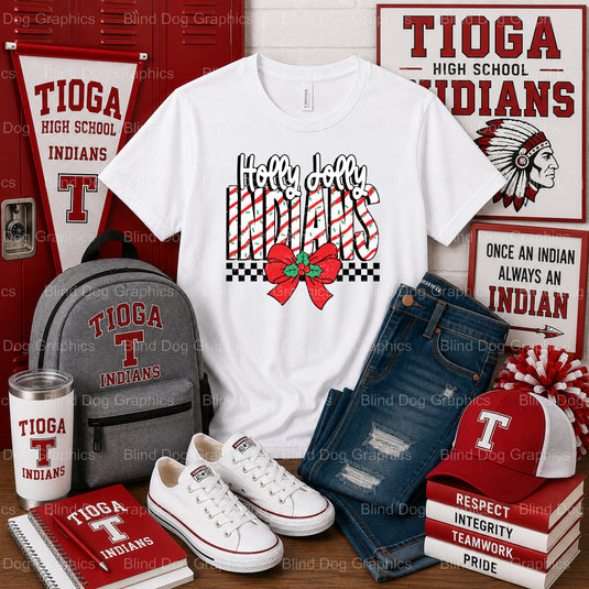 TIOGA INDIANS SENIOR 2024 – Tioga High School Premade DTF Transfer (view 1 of 2) – by Blind Dog Graphics – Premade Transfe...