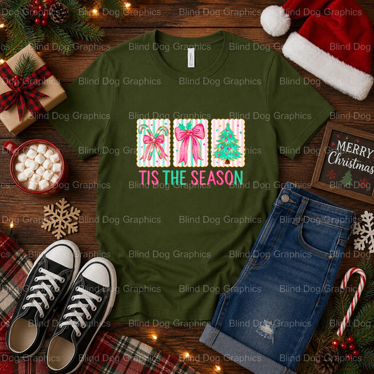 TIS THE SEASON – Christmas Premade DTF Transfer (view 1 of 2) – by Blind Dog Graphics – Premade Transfers – Christmas, Hol...