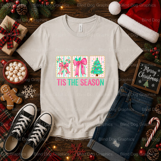 TIS THE SEASON – Christmas Premade DTF Transfer (view 2 of 2) – by Blind Dog Graphics – Premade Transfers – Christmas, Hol...