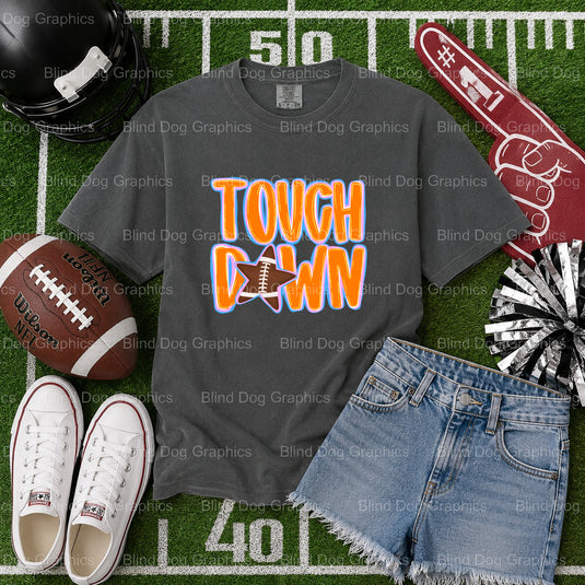 TOUCH DOWN – Football Premade DTF Transfer (view 2 of 2) – by Blind Dog Graphics – Premade Transfers – Football, Sports