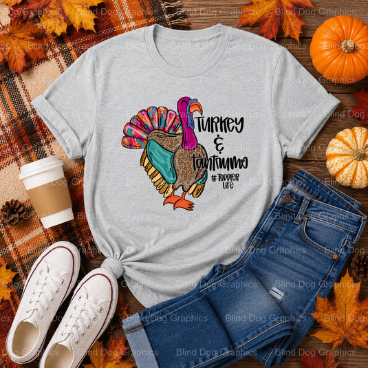 TURKEY & TANTRUMS TODDLER LIFE – Thanksgiving Premade DTF Transfer (view 1 of 2) – by Blind Dog Graphics – Premade Transfe...