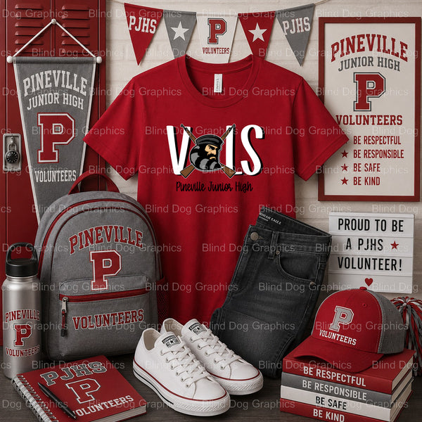VOLS PINEVILLE JUNIOR HIGH Circle Design – Pineville Junior High Premade DTF Transfer (view 1 of 2) – by Blind Dog Graphic...
