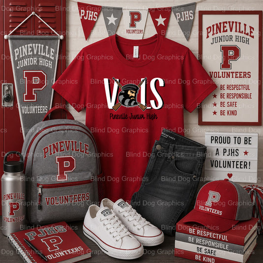 VOLS PINEVILLE JUNIOR HIGH Circle Design – Pineville Junior High Premade DTF Transfer (view 1 of 2) – by Blind Dog Graphic...