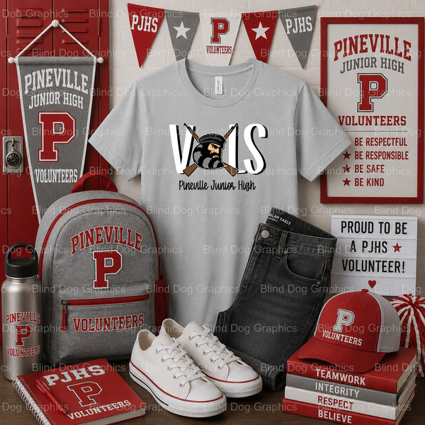 VOLS PINEVILLE JUNIOR HIGH Circle Design – Pineville Junior High Premade DTF Transfer (view 2 of 2) – by Blind Dog Graphic...