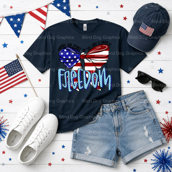 WHERE THE SPIRIT OF THE LORD IS FREEDOM THERE IS LIBERTY – Fourth Of July DTF Transfer (view 2 of 2) – by Blind Dog Graphi...