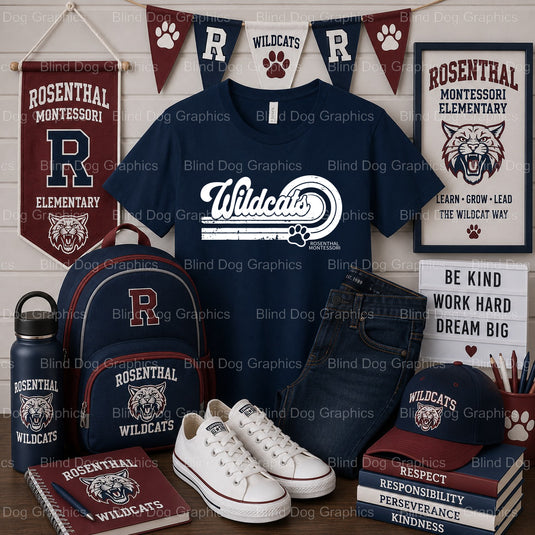 Wildcats – Rosenthal Montessori Elementary Premade DTF Transfer (view 2 of 2) – by Blind Dog Graphics – Premade Transfers...