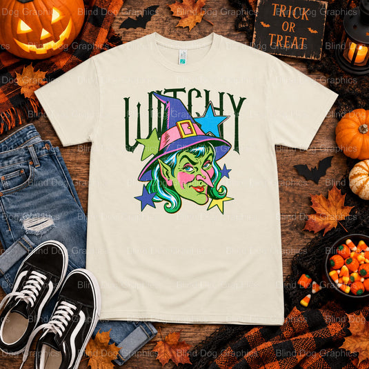Witchy – Halloween Premade DTF Transfer (view 1 of 2) – by Blind Dog Graphics – Premade Transfers – Halloween, DTF Transfers