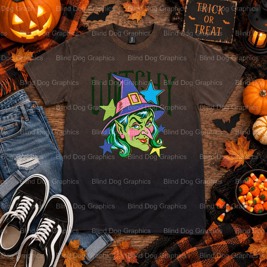 Witchy – Halloween Premade DTF Transfer (view 2 of 2) – by Blind Dog Graphics – Premade Transfers – Halloween, DTF Transfers