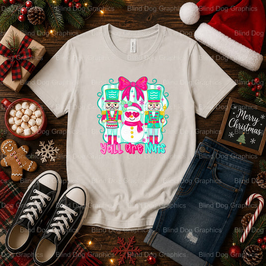 YALL ARE NUTS nut cracker – Christmas Premade DTF Transfer (view 2 of 2) – by Blind Dog Graphics – Premade Transfers – Chr...